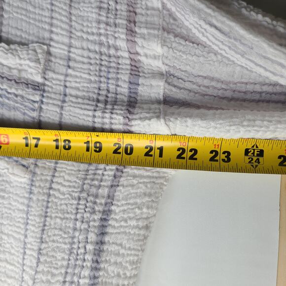 Kana Sol White Blue Stripes Cover Up Button Down Shirt Size Large - Picture 7 of 9